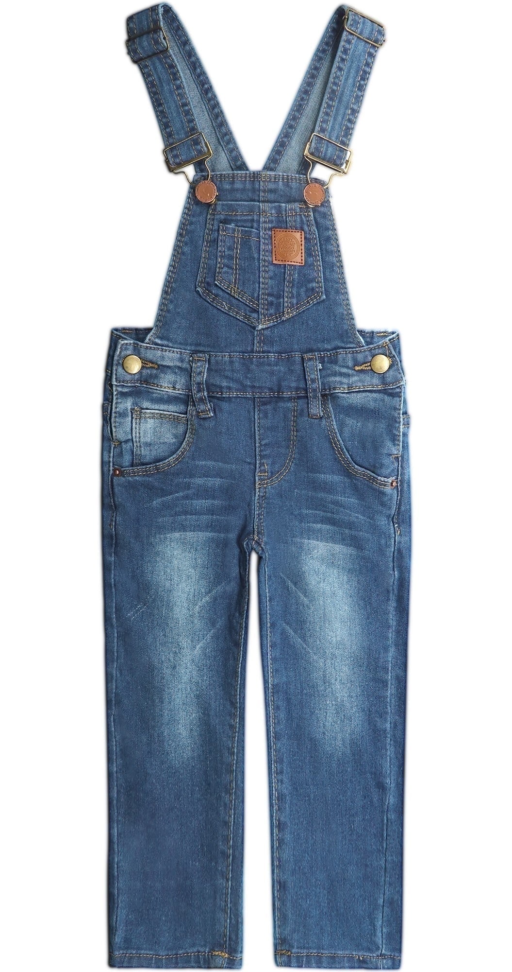 KIDSCOOL SPACE Little Girl Boy Ripped Denim Cute Slim Pants Jean overalls, Deep Blue, 9-12 Months